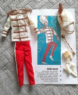 BARBIE KEN VINTAGE DRUM MAJOR KOMPLETT #0775 1964-65 SEHR WENIG SPIELT OHNE PUPPE