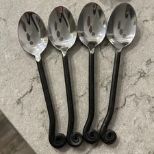 Set Of 4 GOURMET SETTINGS Treble Clef Black Coil DINNER FORKS 8” Tablespoons