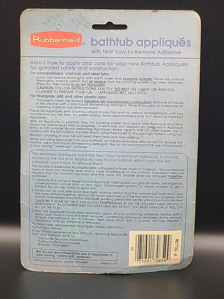 Apliques de pie más seguros para bañera Rubbermaid de colección amarillo Flower Power 1983 Foto 3 de 4