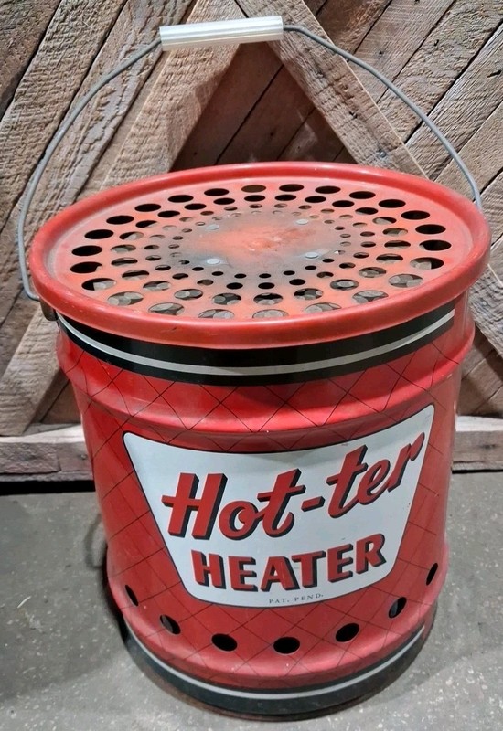 Vintage Heater Bucket Hot-Ter Heater Bucket 60s Hunting Fishing Camping Rustic