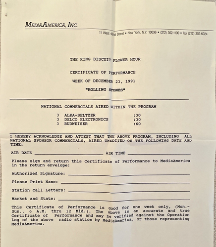 Rolling Stones King Biscuit Flower Hour Radio Show 1991 Still Sealed in Mailer** - Picture 8 of 14