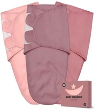 Newborn Swaddle Small 0-3 Months , Light Pink, Mauve, and Dusty Purple