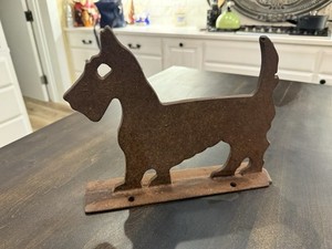 Antique Scottie Dog Boot Scraper Cast Iron Scotty Dog 12" Decor Heavy