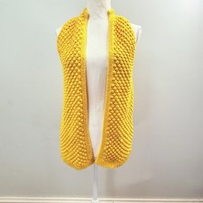 Unbranded Vintage Yellow Knitted Vest Fits 8-10 Handmade  70s Sleeveless Hippie