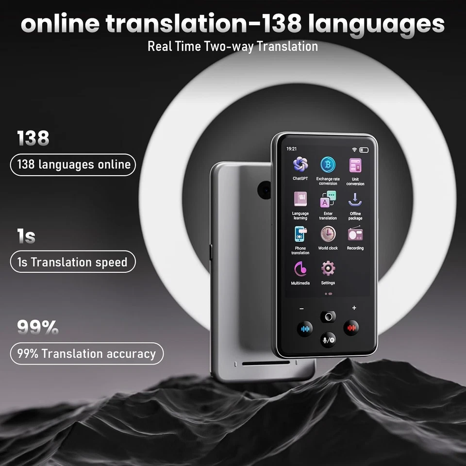 Traduttore Vocale Istantaneo 138 Multilingue, Con Wifi E Bluetooth, 19 Lingue Of - Immagine 2 di 4