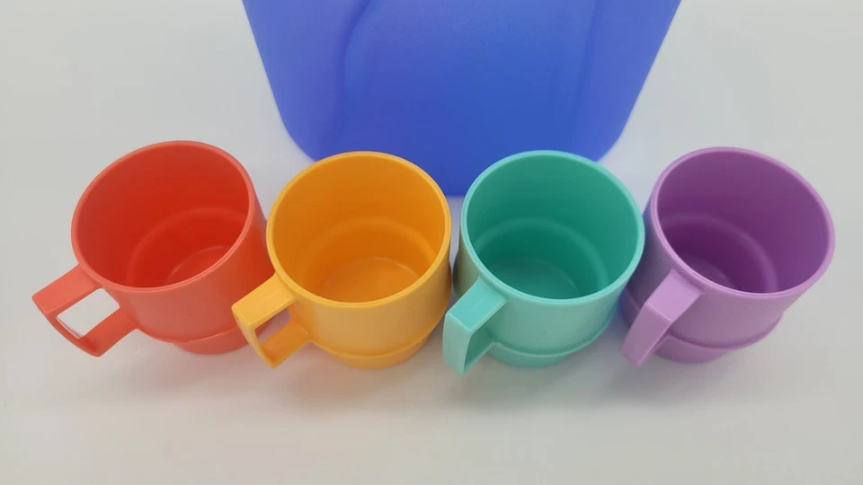 Tupperware "Junge Welle" Picknick Set - Kanne (1 L) blau (3216A) & 4 Mini Becher - Bild 3 von 4