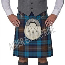 Scottish Traditional Handmade Buchanan Blue Tartan Kilt for men Custom Made