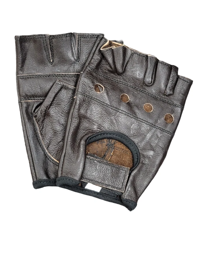 REAL LEATHER PADDED WEIGHT LIFTING CYCLING DRIVING  RIDING WHEELCHAIR GLOVES - Image 3 of 3