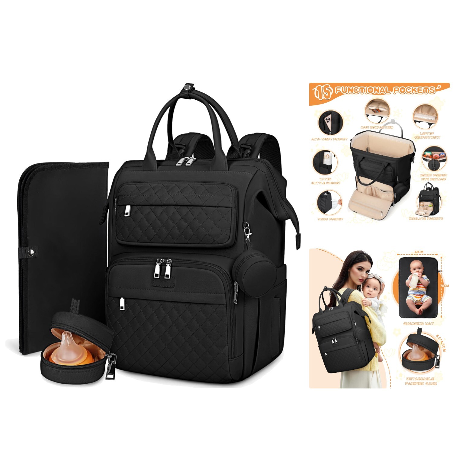 Großer Wickelrucksack Unisex Baby Wickeltasche Rucksack mit Wickelauflage