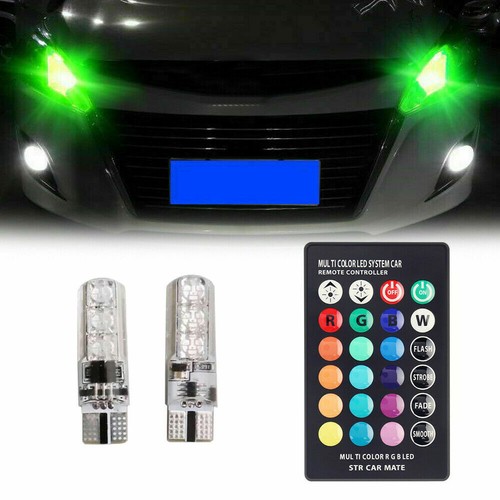Multi-Color RGB LED Bulbs w/RF Remote Control For Car Parking Lights 168 194 T10 - Picture 7 of 12