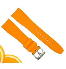 18-24mm Curved-End Sunshine Orange Soft  Smooth Silicon Rubber Watch Band