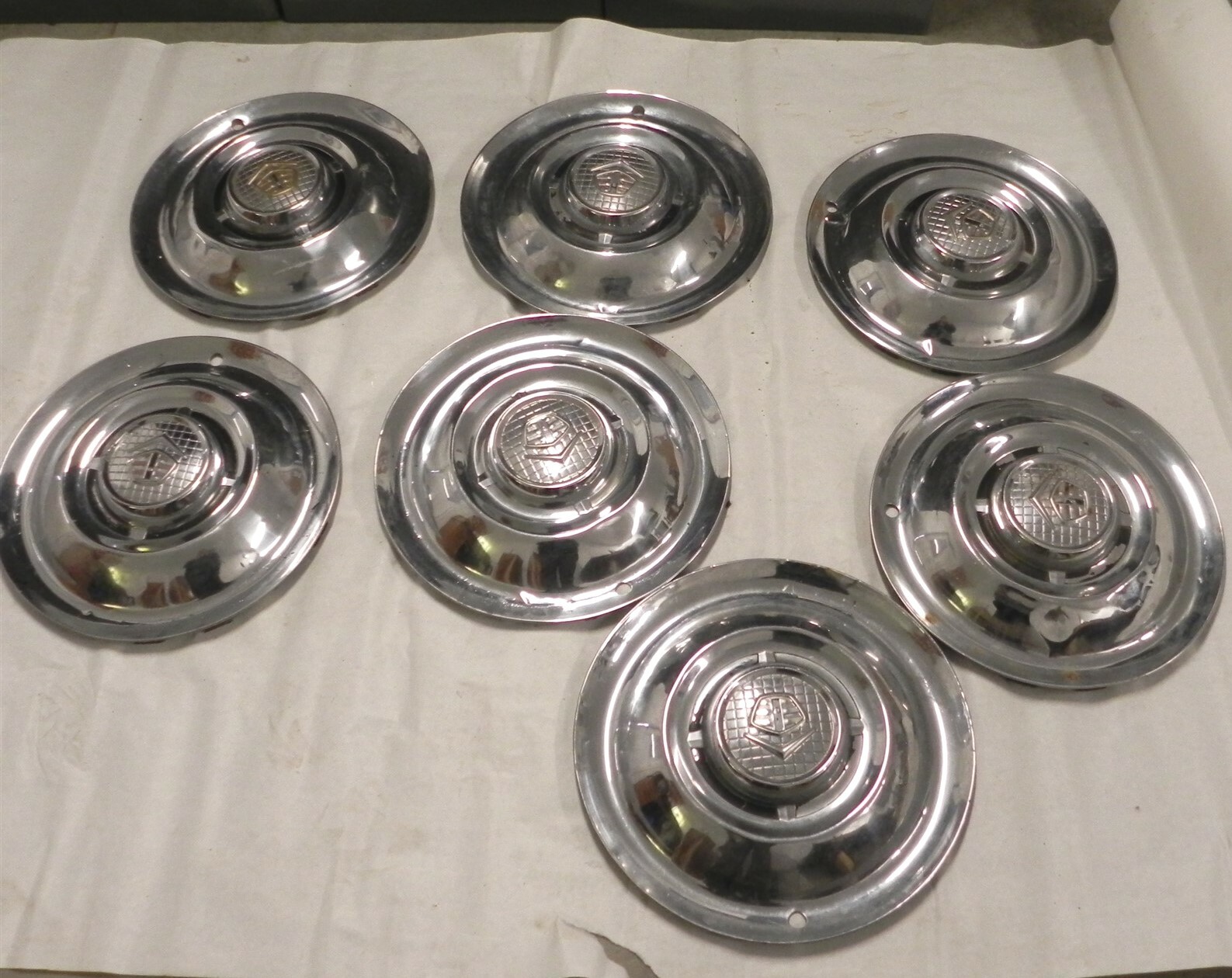 1955 Dodge Original OEM Hubcap Wheel Covers Lot of 7 Vintage Used