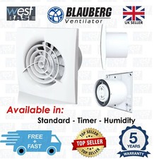 Quiet Bathroom Extractor Fan Standard Timer Humidity Trio Wall Ceiling 4" 100 mm