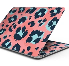 Skin Wrap Decal Cover for Apple MacBooks - Leopard Coral and Teal V23