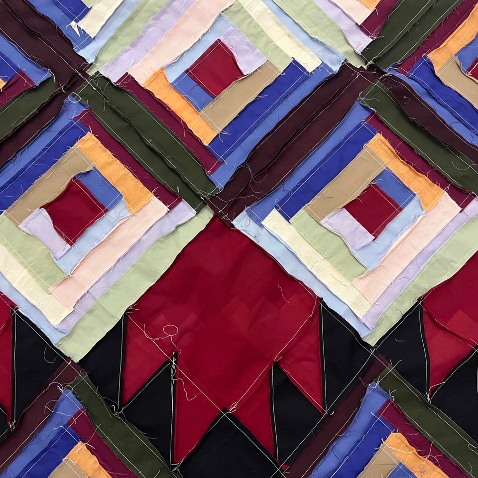 Dessus De Couette Patchwork Coton Lemoyne Trails 86x86 Pouces - Fait Main - À Matelasser