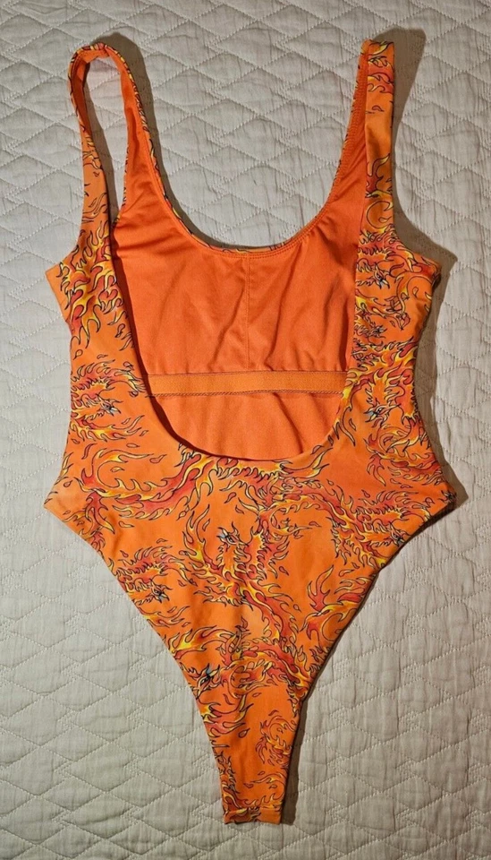 Ed Hardy Orange Firebird Phoenix One Piece Swim Suit Bathing Suit Size Small S - Image 2 of 4