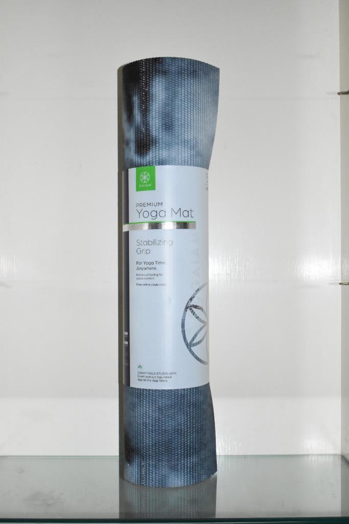 Gaiam Premium Yoga Mat Stabilizing Grip 056415 Blue NWT eBay