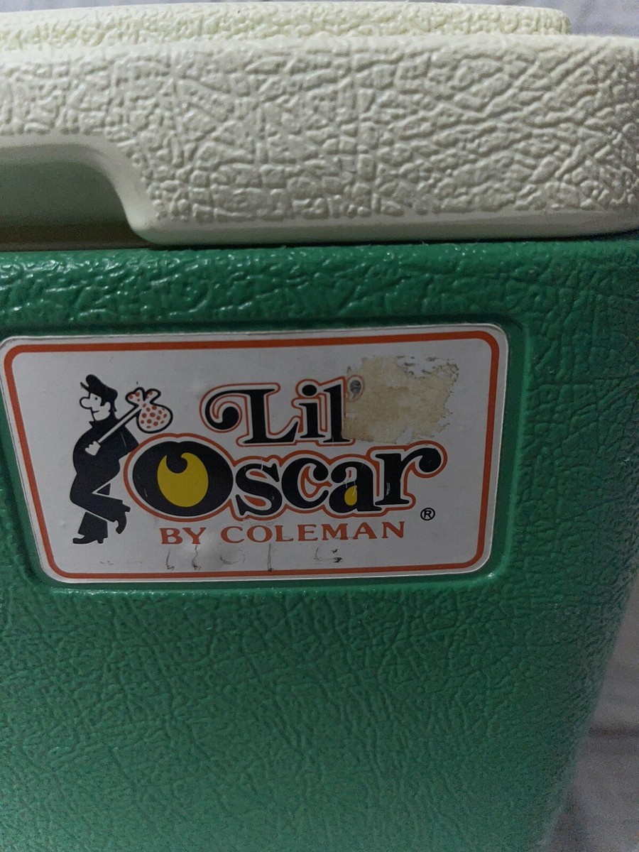 Vintage Lil' Oscar By Coleman Solid Green White Lid Cooler Little