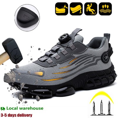 Men Plus Size Work Safety Shoes Steel Toe Cap Rotating Buckle Boots Sneakers US