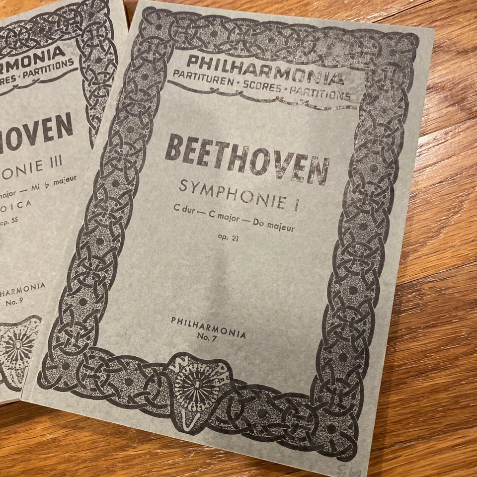 Beethoven Symphonie I, III, V Philharmonia Pocket Score Sheet Music Shubert - Image 2 of 4