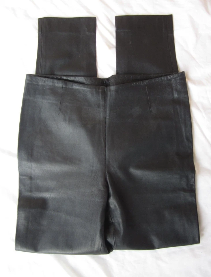 Shamask 黑色手套皮裤修身时尚意大利 30 x 30 全新无标签 — 第 3/4 张图片