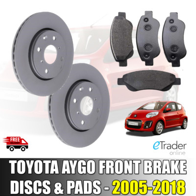 FRONT BRAKE DISCS AND & PADS For TOYOTA AYGO 1.0 05-15 DISC x 2 PAD SET ...