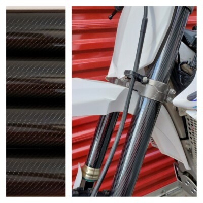 Fork Skins Guards Cover Glossy Carbon Fiber Stickers Husaberg FE 250 350 450 501