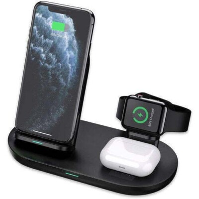 New LC-A3 Wireless Charging Station 3 in 1 Fast Charger Stand for iPhone US
