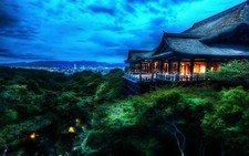 Landscape r trees nature lights japan temple asia kyoto Custom Gaming Mat Desk