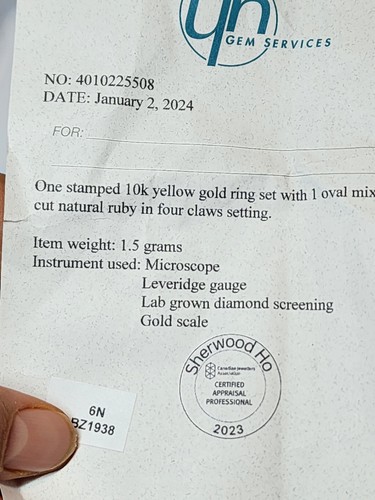 ESTATE AUCTION FIND YELLOW 10K GOLD NATURAL RUBY RING APRAISAL $1400 - Picture 14 of 15