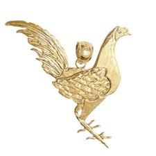 New 14k Yellow Gold Rooster Pendant
