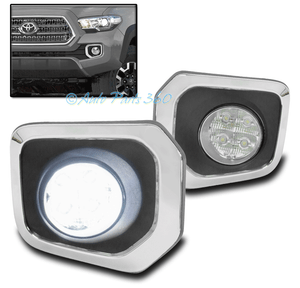 16-17 TOYOTA TACOMA BUMPER LED FOG LIGHT LAMP CHROME W/TRIM BEZEL