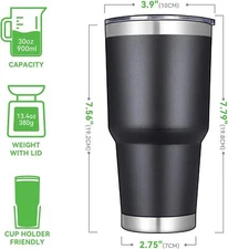 30oz Tumbler with Lid Stainless Steel Insulated Double Wall Water Coffee Mug