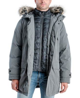 michael kors parka mens grey