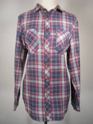 Beautiful Women's Small Straight Faded Plaid Long Sleeve Button Blouse GUC  Cool