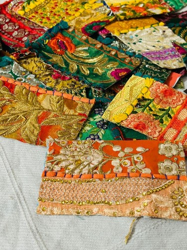 Vintage Embroidered Fabric Scraps Boho Cotton Scraps Junk Journal Charm pack - Picture 5 of 11