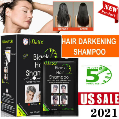 10Pcs/box Color Hair Dye Dexe Black Hair Shampoo 5 Minutes Natural Pure Organic
