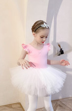 Cotton Flying Sleeves Girls' Training Suit Ballet Dress Jumpsuit Short Skirt