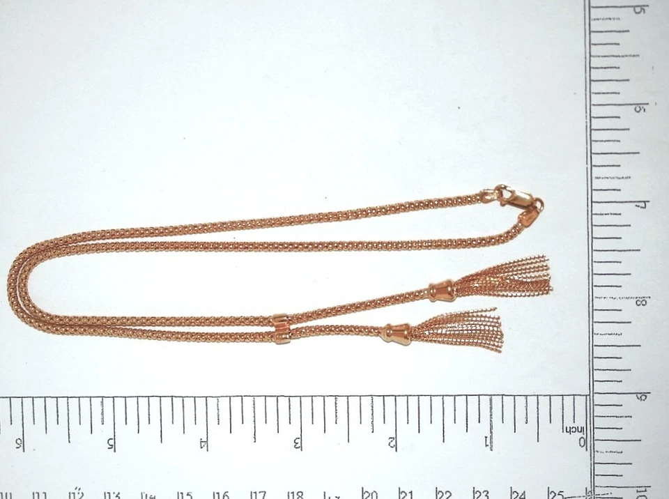 ITALIAN UNOAERRE 9k Gold Tassel Lariat Long Necklace 11.4g - Image 3 of 4