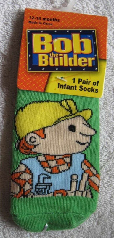 Bob The Builder 1 Pair Green 12 - 18 Months Baby Infant Socks Tools Construction
