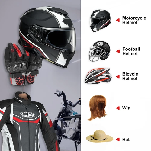 2PACK Motorcycle Helmet Holder w/Double Hook and Gloves Holder 180 Degree New - Bild 6 von 8