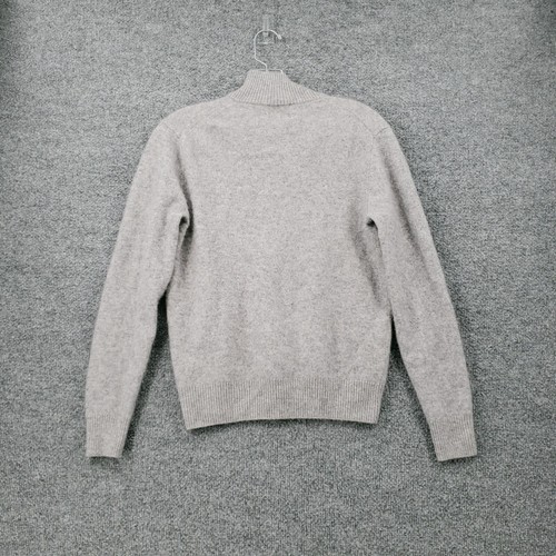 Qi Sweater Women Large Gray Long Sleeve 1/4 Zip Cashmere Mock Neck Pullover Knit - Picture 2 of 10