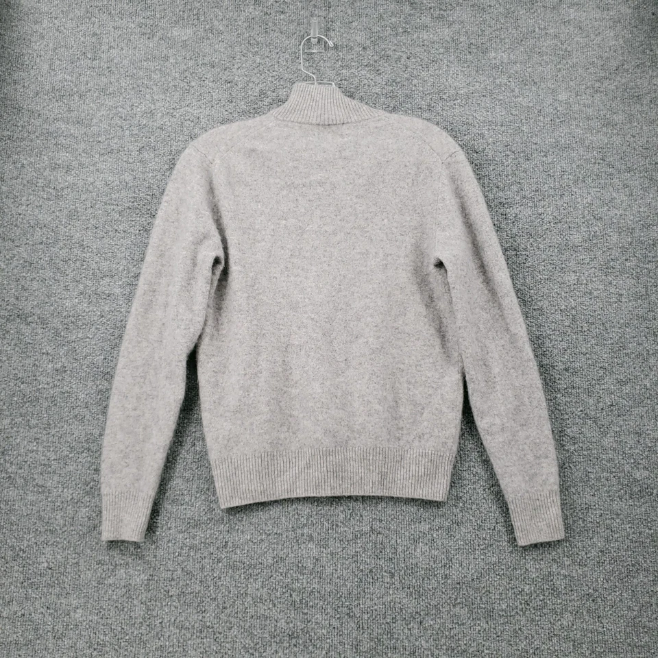 Suéter Qi Mujer Grande Gris Manga Larga 1/4 Cremallera Cachemira Cuello Simulado Pullover Tejido Foto 2 de 4