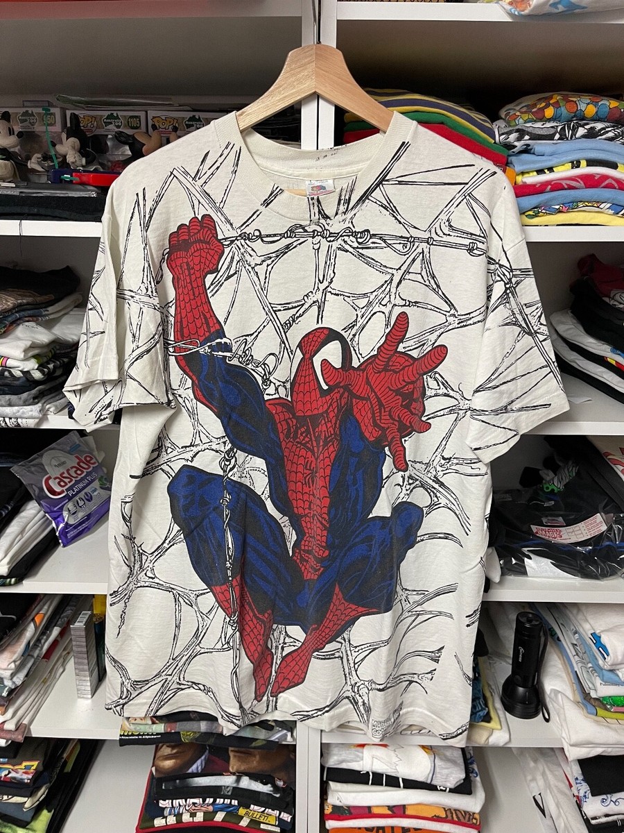 Vintage Marvel Spider-Man Deadly Foes Mega All Over Print T-Shirt