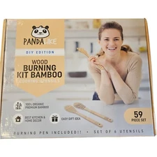 59 Pc. Wood Burning Kit COOKING UTENSILS DIY Edition Organic Bamboo GIFT IDEA