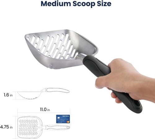 WePet Cat Litter Scoop, Aluminum Alloy Sifter, Kitty Metal Medium, #06 Black - Picture 2 of 3