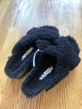 BIRKENSTOCK EU 38 / US 7 Black Papillio Daytona Teddy Shearling Platform Sandals