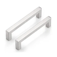 Probrico 50 Pack Satin Nickel Stainless Steel Square Bar Kitchen Cupboard Han...