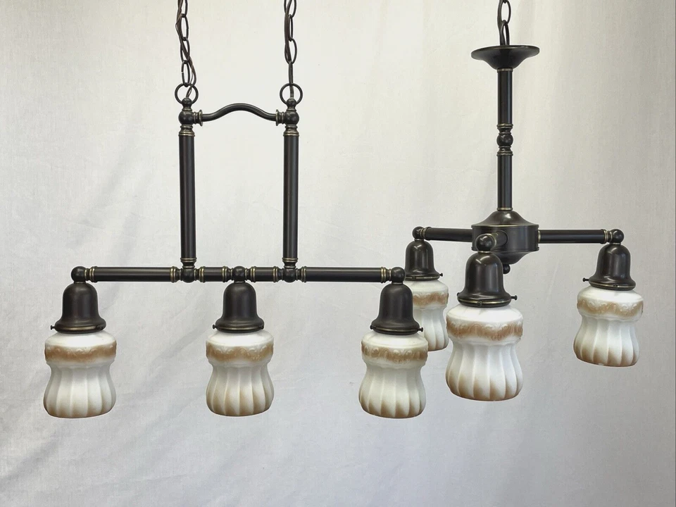 Juego de 2 candelabros vintage artesanales decorativos Victorian Mission pantallas de vidrio antiguas Foto 2 de 4