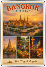 Bangkok Thailand Grand Palace Floating Market Fridge Magnet Travel Souvenir Gift